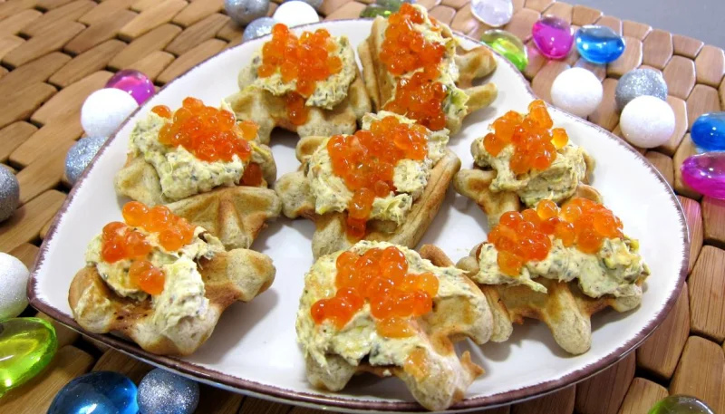 Gaufrettes aux oeufs de saumon