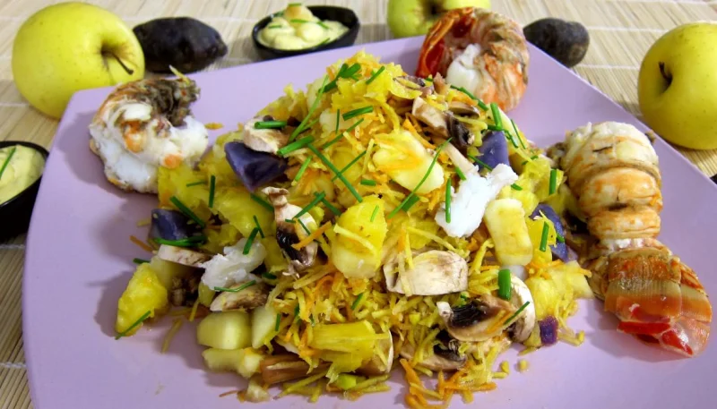Queues de langoustes en salade