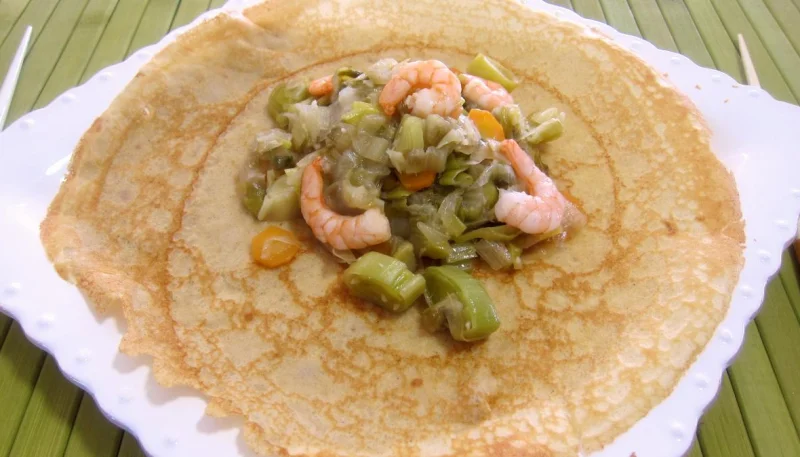 Blancs de poireaux à la chinoise et ses crêpes