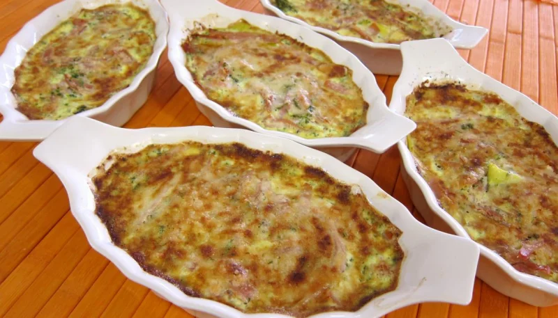 Pousses de bambou et asperges gratinées