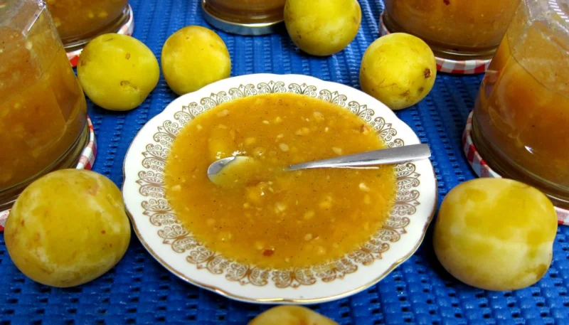 Compote de prunes blanches aux noisettes