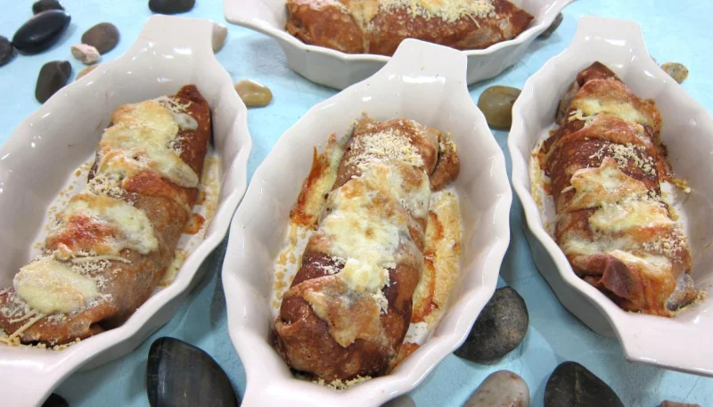 Crêpes farcies aux brocolis, épinards et champignons noirs