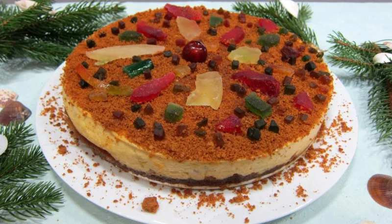 Gâteau fromage blanc aux spéculoos et ses fruits confits