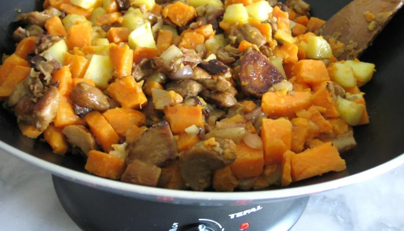 Pommes de terre et patates douces aux cèpes