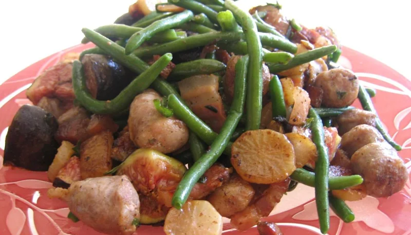 Navets et haricots verts au wok