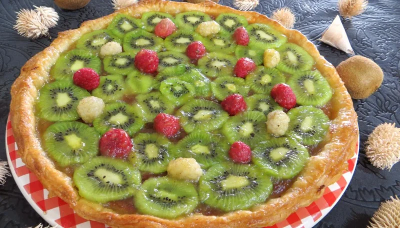 Tarte à la noix de coco et aux kiwis