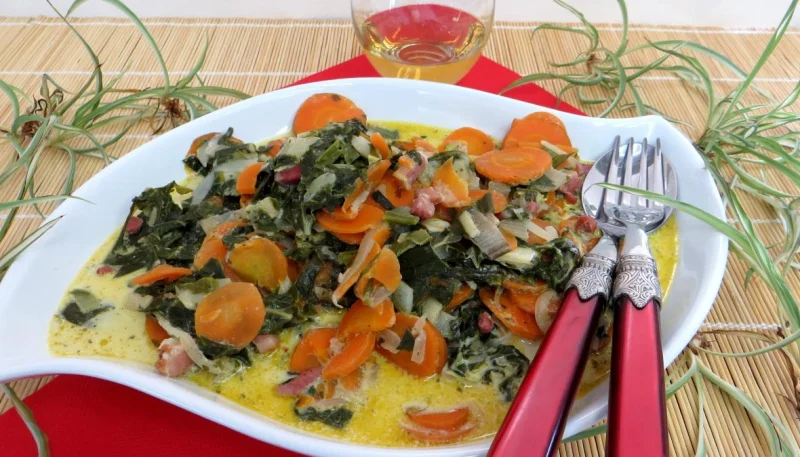 Carottes et blettes façon carbonara