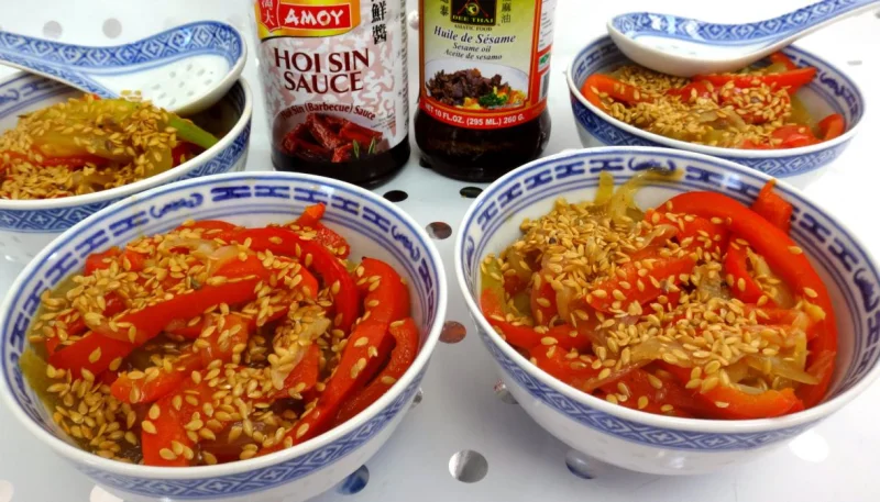 Sauté de concombre et poivrons à la chinoise