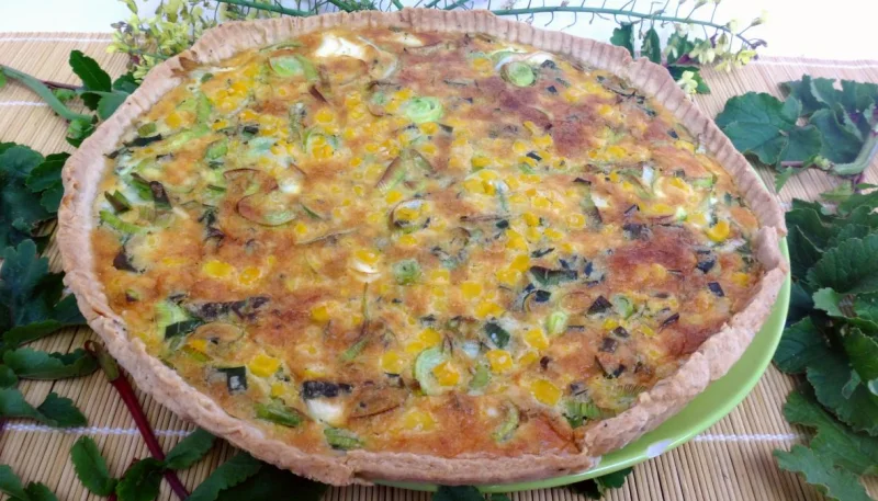 Tarte aux poireaux et au maïs