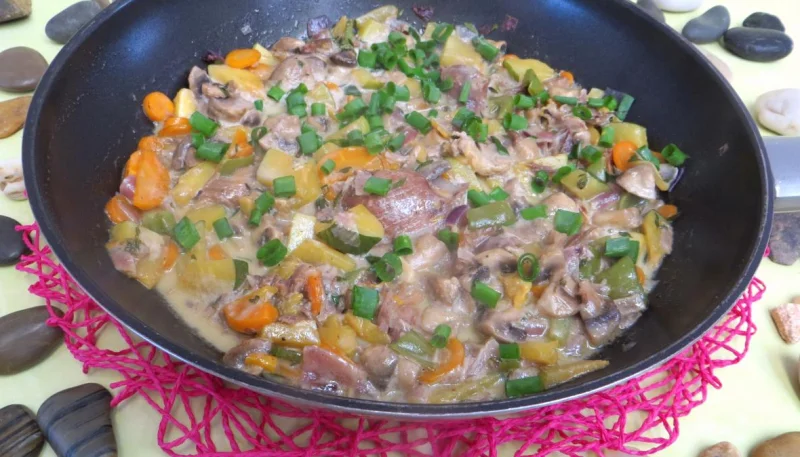 Panaché de légumes au confit de canard