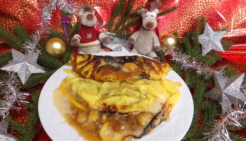 Omelette à la banane caramélisée