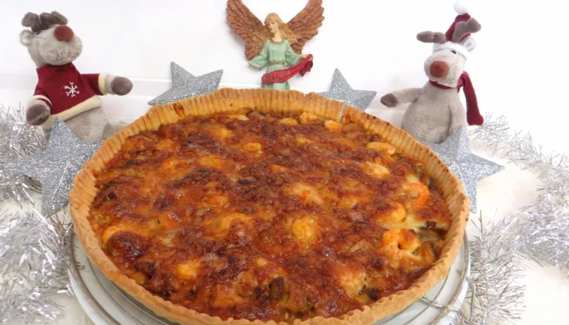 Tarte aux crevettes et chou romanesco