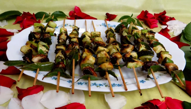 Brochettes de légumes à la plancha