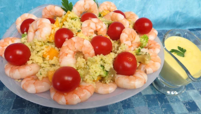 Couscous à la mangue et aux gambas