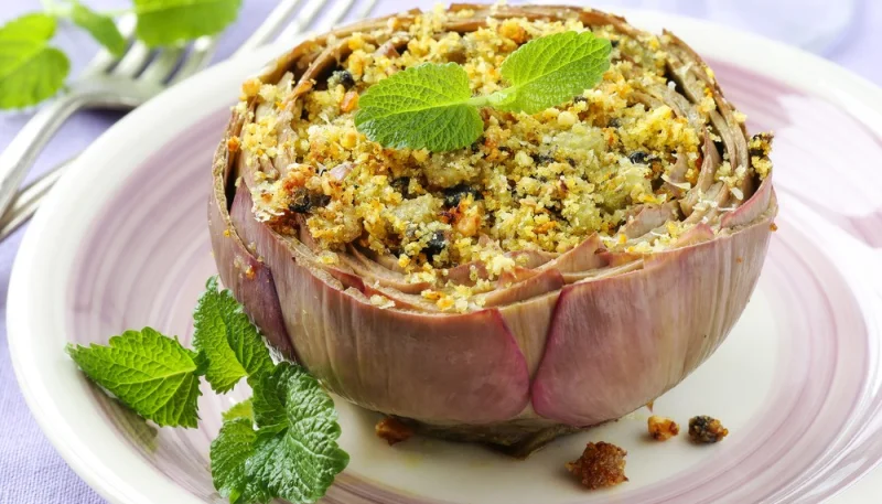 Artichauts farcis à la perche