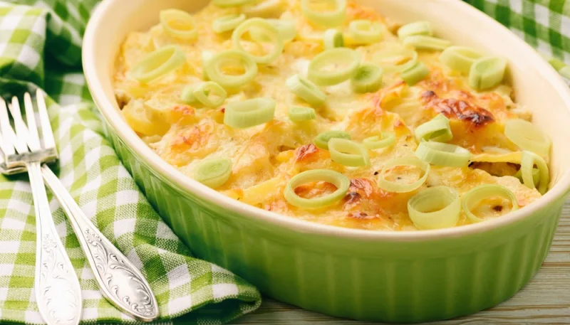 Gratin de saumon aux poireaux