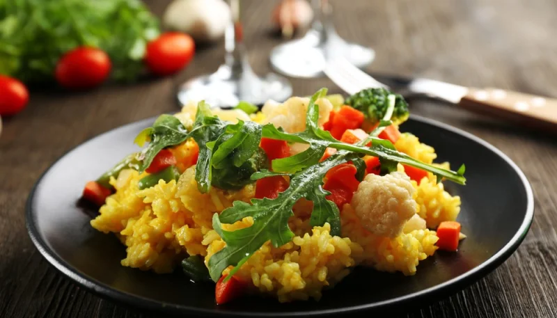 Risotto au curry et poulet grillé