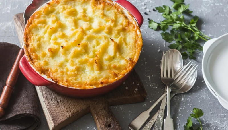 Purée gratinée au jambon