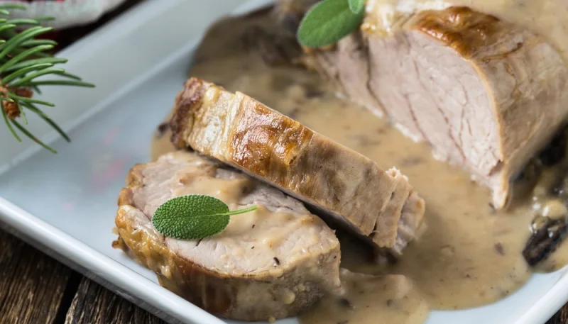 Rôti de porc aux champignons et comté