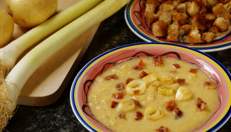 Soupe de poireaux et chorizo