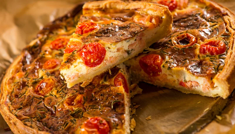 Quiche aux tomates cerises et saumon