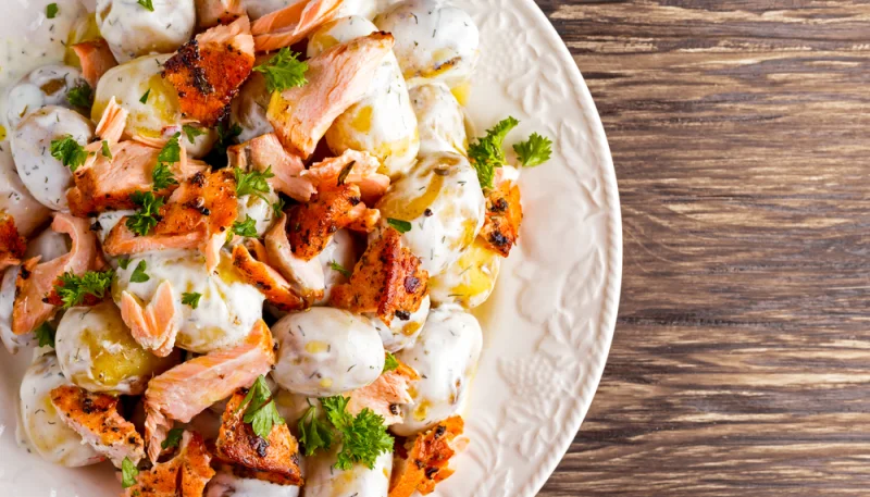 Salade de pommes de terre au saumon au Cookeo