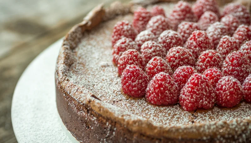 Gâteau au chocolat et aux framboises