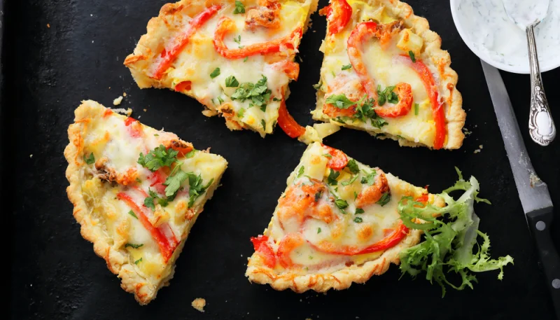 Quiche aux poivrons et crustacés