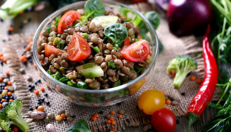 Salade de lentilles et crudités