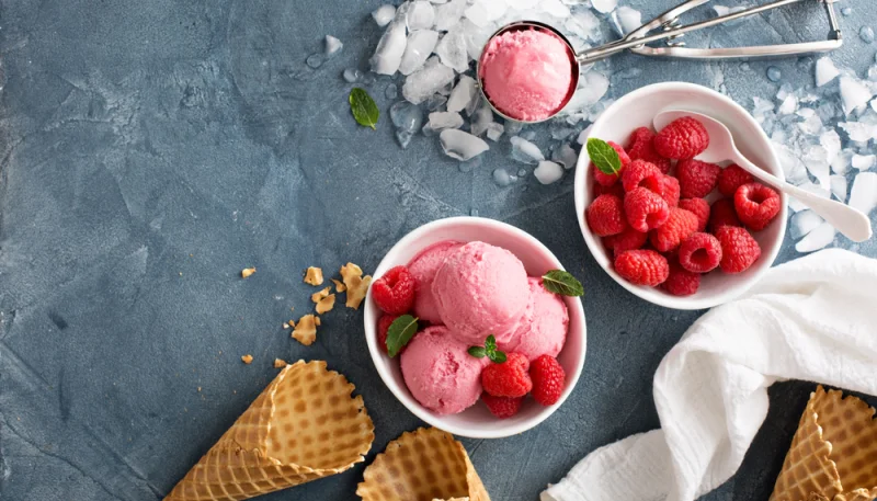 Sorbet aux framboises sans sorbetière