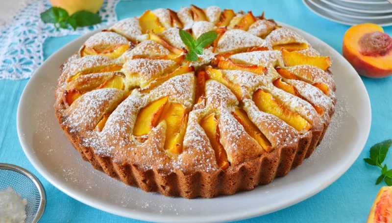 Gâteau au yaourt aux pêches