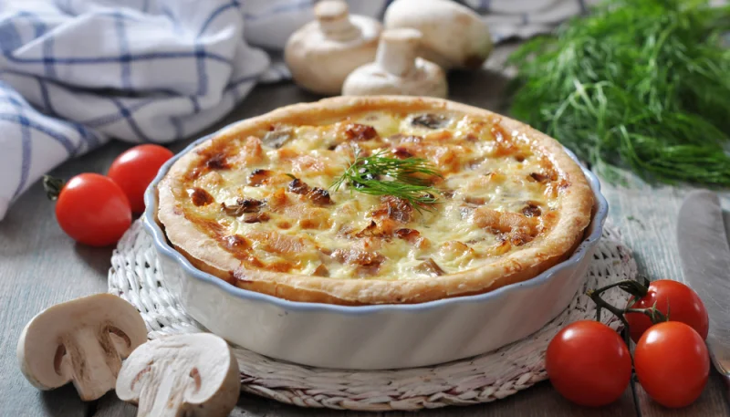 Quiche aux champignons et tomates cerise