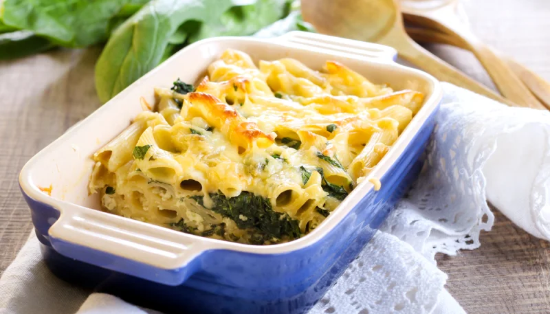 Gratin de pâtes aux épinards