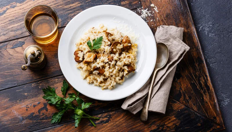 Risotto de champignons au micro-ondes