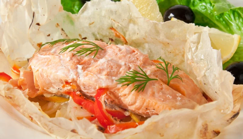 Papillote de saumon aux poivrons