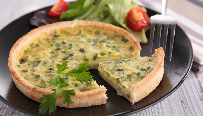 Quiche aux poireaux au micro-ondes