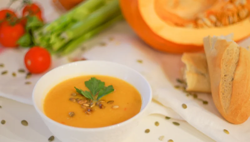 Velouté de citrouille et poireaux