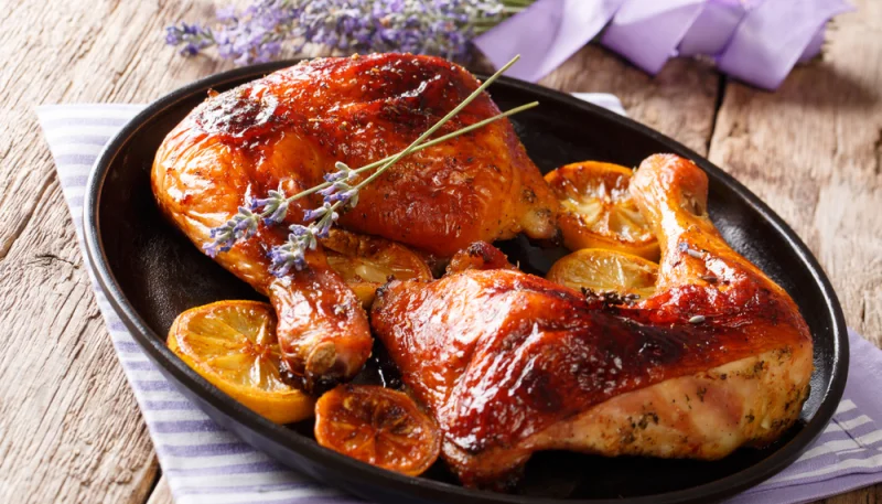 Cuisses de poulet au miel, citron et gingembre