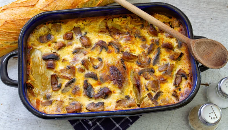 Gratin d'endives aux champignons