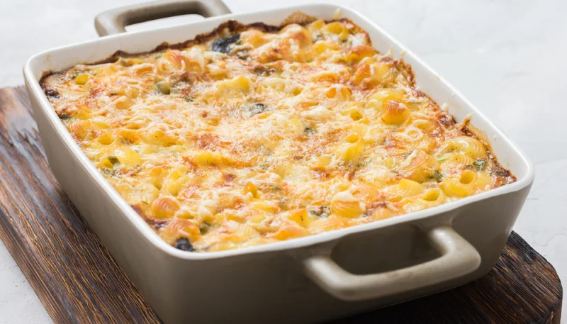 Gratin de pâtes aux poireaux et comté