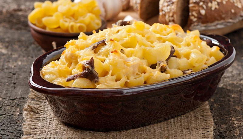 Gratin de pâtes aux champignons