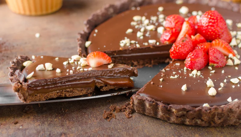 Tarte au chocolat et caramel au beurre salé
