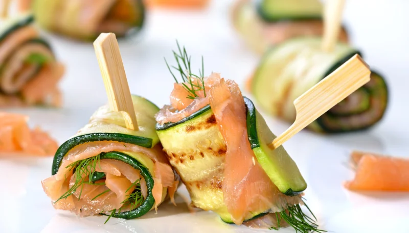 Roulés de courgettes au saumon fumé