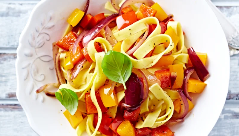 Tagliatelles sauce ricotta et poivron