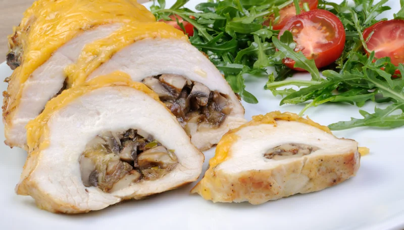 Roulés de poulet aux champignons