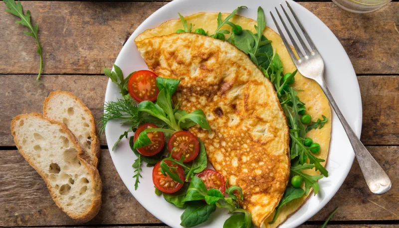 Omelette au gorgonzola et roquette