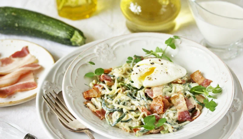 Tagliatelles de courgettes à la carbonara