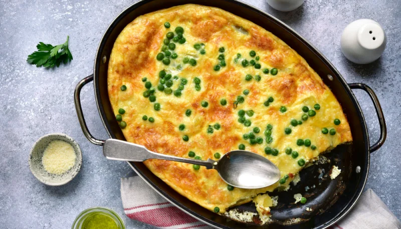 Frittata au chèvre et aux petits pois