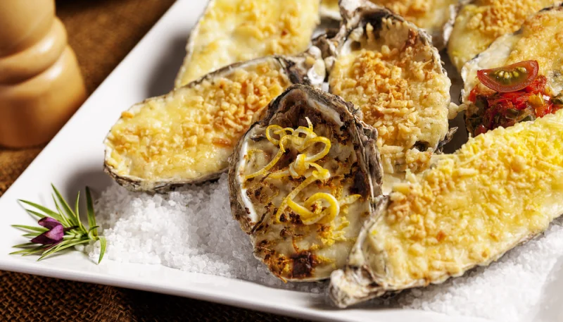 Huîtres gratinées au gingembre