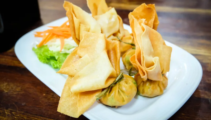 Aumônières de saumon et crabe à l'orange
